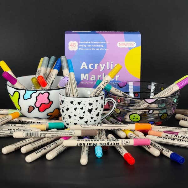 48-pack – Vattenfasta Pennor för Sten, Glas, Tyg & DIY Multicolor