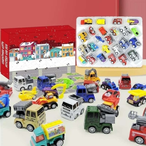 Adventskalender Bilar, traktor, lastbil - Julkalender 2023 multifärg