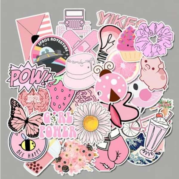 50st Cartoon Pink Girls Stickers DIY resväska bärbar gitarr multifärg