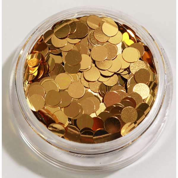 Negleglitter - Runde/Prikker - Gyldenbrun - 8ml - Glitter Gold