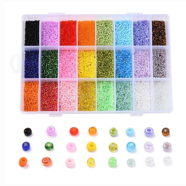 DIY - Pärllåda - Seed beads - 2mm -19000st- Smyckestillverkning multifärg