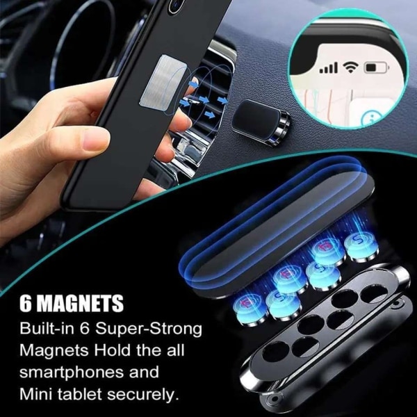 Universal mobilholder for bilen - enkel, fleksibel med magnet Black