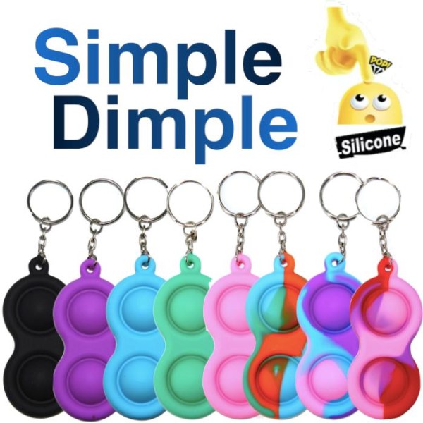 2-pack Simple dimple, MINI Pop it Fidget Finger Toy / Leksak- CE Rosa - Lila - Röd