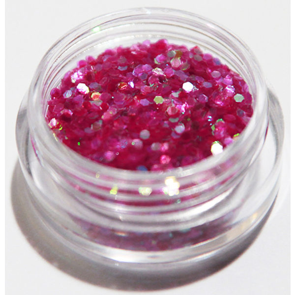 Negleglitter - Hexagon - Mørk cerise - 8ml - Glitter Pink