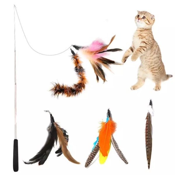 5st Kattleksaker med fjädrar - Cat toy - Teleskopiskt multifärg