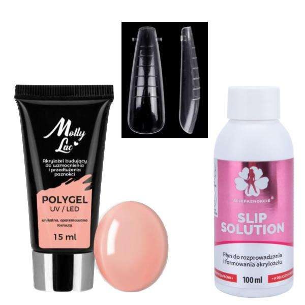 Kit Polygel Musk - Dualform, Formtippar - Slip solution multifärg