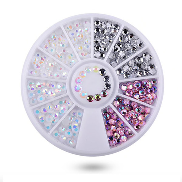 Rhinestone 2mm - Pink, hvid, sølv Multicolor