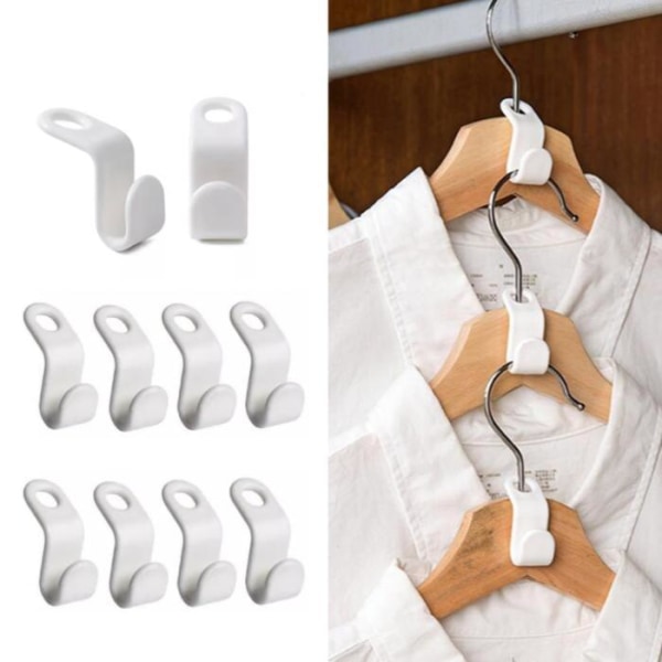 10-pak Tøjbøjle - Tilslutningskrog - Organizer White 10-Pack