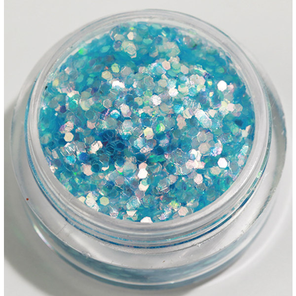 Negleglitter - Hexagon - Babyblå - 8ml - Glitter Light blue