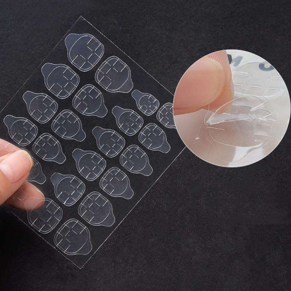 24 stk Dobbeltsidet False Nail Art Tape Lim - Neglelim Transparent