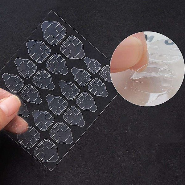 24stk Dobbeltsidig False Nail Art Tape Lim - Nail Lim Transparent