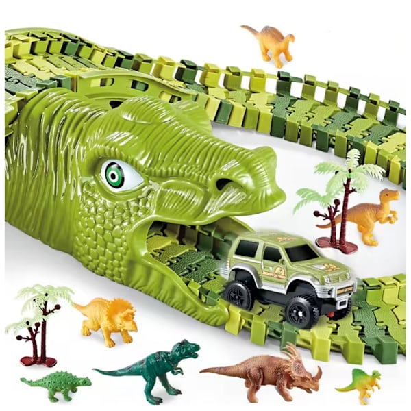 Dinosauriebana 240 delar – Stort lekset med bil, broar & dinosaurier multifärg