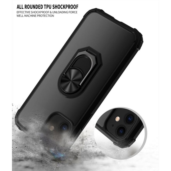 iPhone 12 / 12 Pro Silicone iskunkestävä suojus - musta Transparent