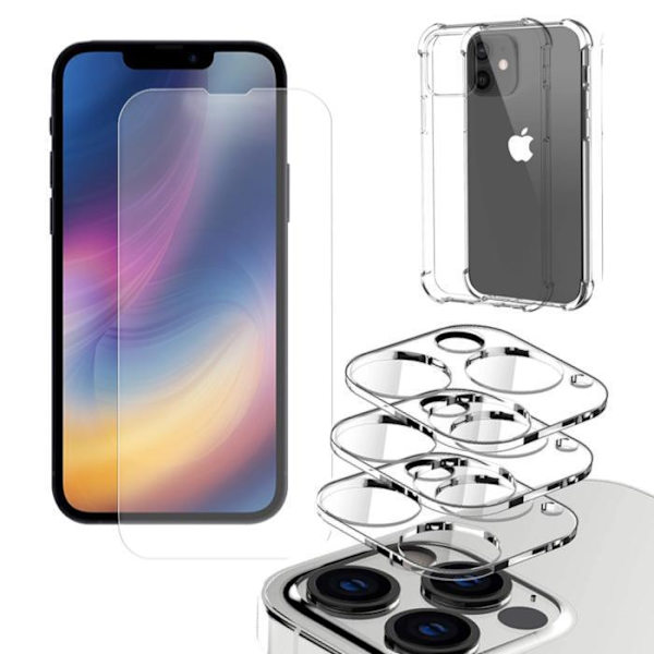 Iphone 13 [5-PACK] Objektivbeskyttelse, Hærdet glas, Silikoneskal Transparent Iphone 13