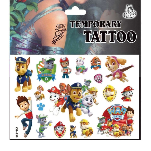 Paw patrol tatueringar - 4 ark - Barn tatueringar multifärg