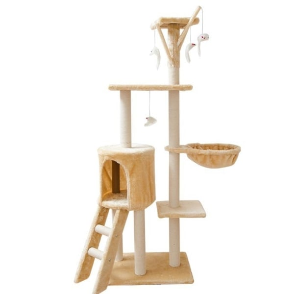Kattetræ - 138cm - Kradsestolper - Kradsemøbler Beige