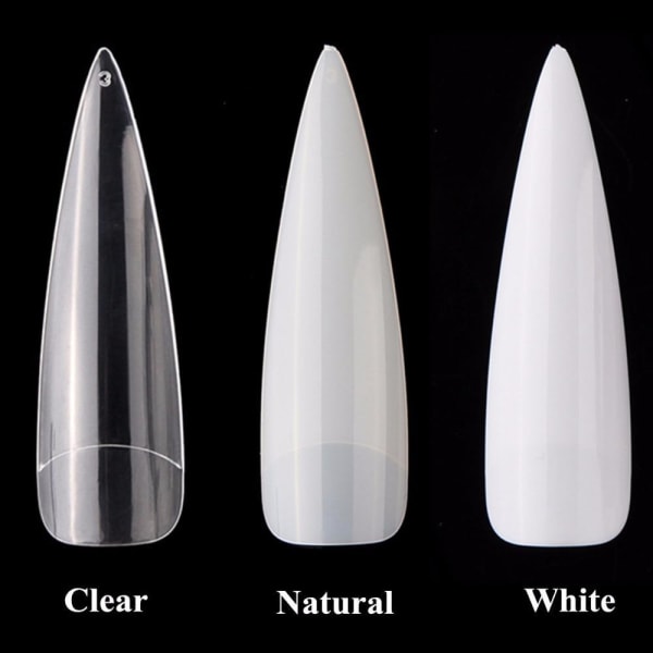 24pcs nail tips stiletto extra long Transparent