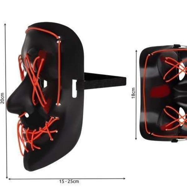 Halloween - Maskerad mask - LED illuminated - Cosplay Halloween Svart