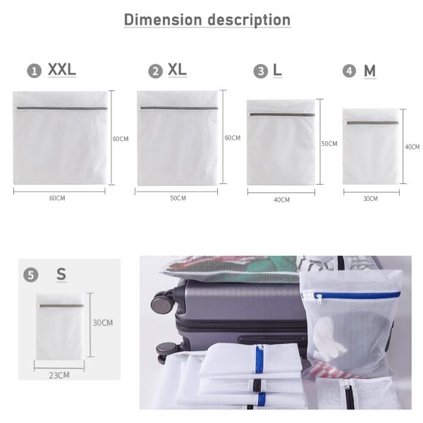 5 vasketøjsposer i forskellige størrelser - effektiv sortering Black