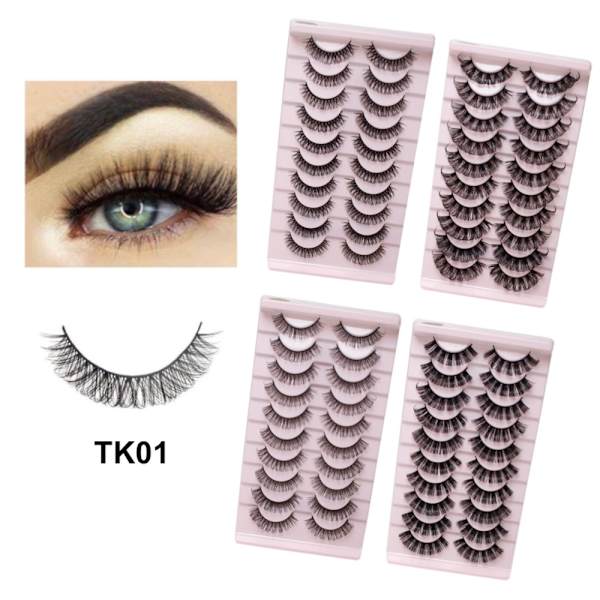 10-par Lösögonfransar - Set natural look volume lash - Black TK01