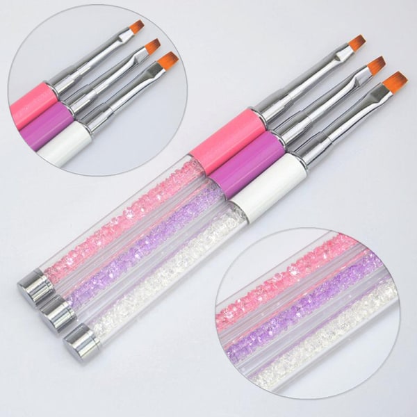 3 stk UV børster neglebørster, børster negle Multicolor