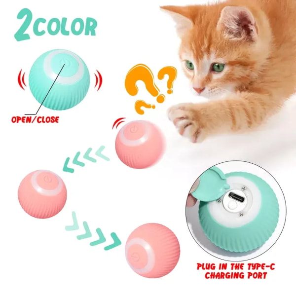 Kattelegetøj - Aktiveringsbold / Bold, der bevæger kattelegetøj Pink