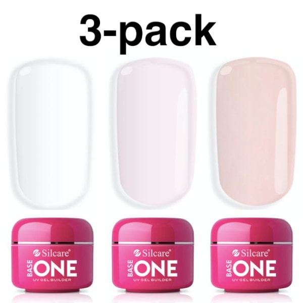 3-pakkaus Base one - Builder - kirkas, vaaleanpunainen, ranskanpunainen 45 g UV-geeli Multicolor