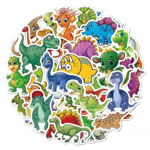 50 tarraa tarrat - Eläinaihe - Sarjakuva - Dinosaur Multicolor