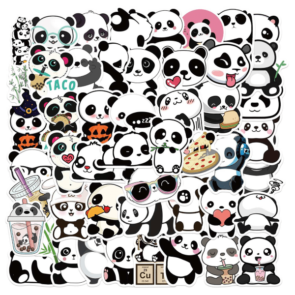 50st Animal Graffiti Stickers Vattentät Laptop Skate - Panda multifärg