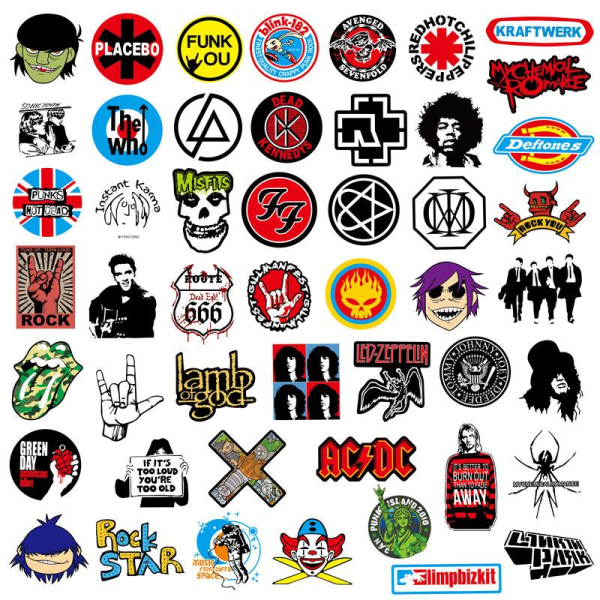 100 stk Fashion Graffiti Stickers Vandtæt Laptop Skøjte - Rock Multicolor