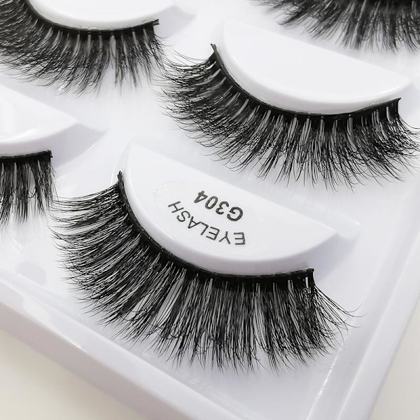 5-par lösögonfransar - 3D faux mink - G304 Svart