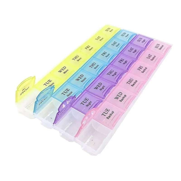 Praktisk 28-roms medisinsk tablettveske Dosett Multicolor