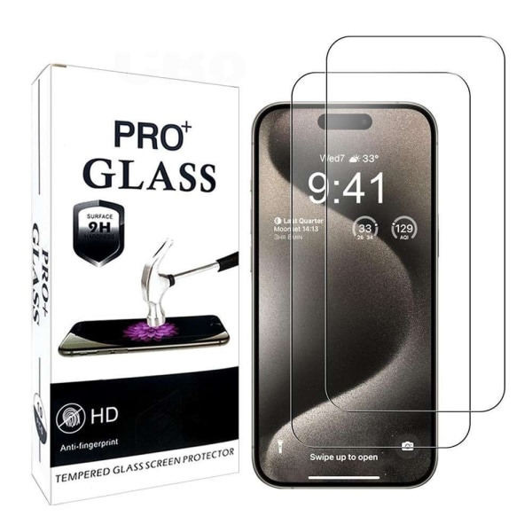 3 stk Herdet glass iPhone 15 / 15 pro - Skjermbeskytter Transparent