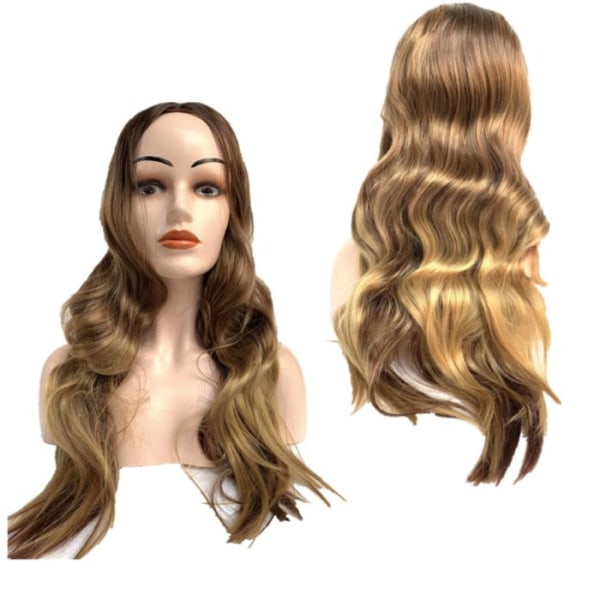 Peruukki Blondi/ruskea sis. peruukkiverkko ja hiustenpidennyskampa