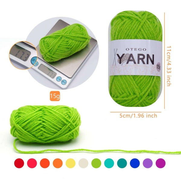 12st Acrylic Knitting &amp; Crochet Yarn Spools (26 m/rulle) multifärg