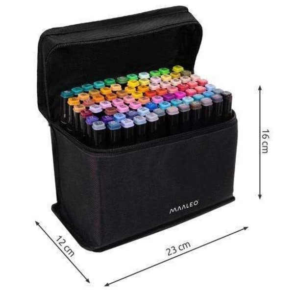 80-Pack - Markerpenner med etuier - Dobbeltsidig - Penner Multicolor