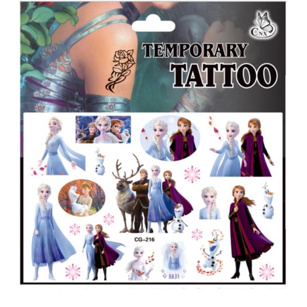 Frosne tatoveringer - 15stk - Barnetatoveringer - Elsa, Anna, Frost MultiColor CG-216