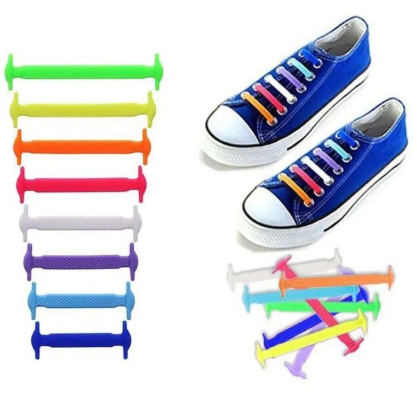 Solmittamattomat joustavat kengännauhat silikonista - Yksi koko - Multicolor