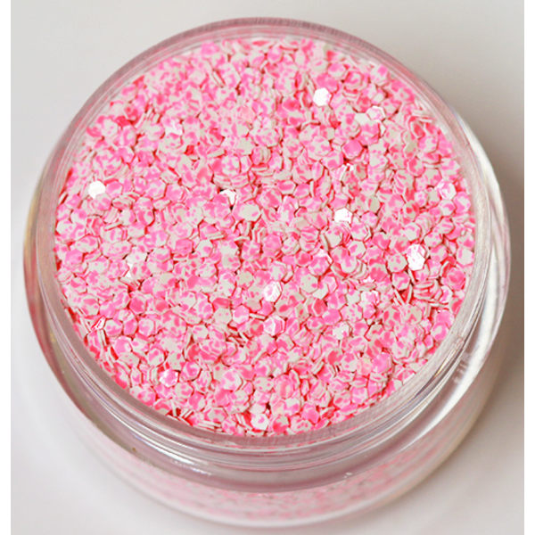 Negleglitter - Hexagon - Tofarvet lys pink/hvid - 8ml - Glitter Multicolor