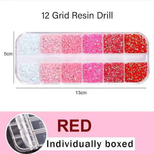 12st Rhinestone i olika storlekar i ask - Nageldekorationer multifärg