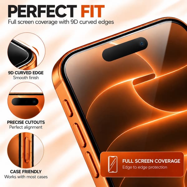 9D Härdat Skärmskydd i Glas för iPhone 17 Pro – 2-pack Transparent