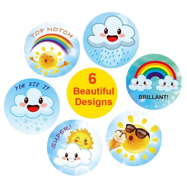 Djurstickers på rulle 500-pack 2,5 cm diameter multifärg