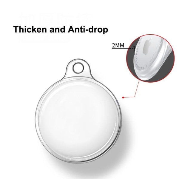 2-pack Airtag-skall - TPU Clear - med nøkkelring - Beskyttelsesveske Transparent