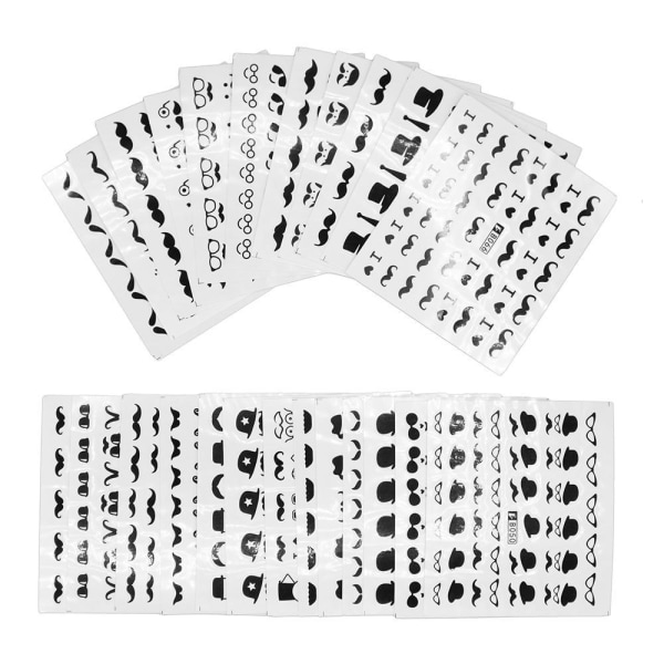 24 ark med negle klistermærker overskæg negle dekoration, negle klistermærker Black