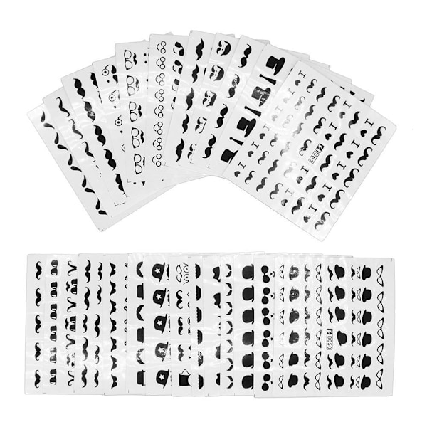 24st ark nagelstickers mustasch nageldekoration, nail stickers Svart