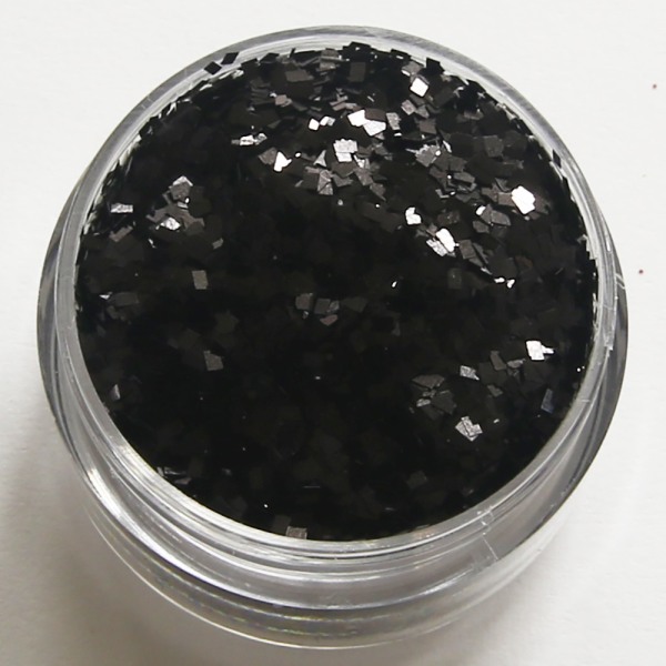 Negleglitter - Firkantet - Svart - 8ml - Glitter Black