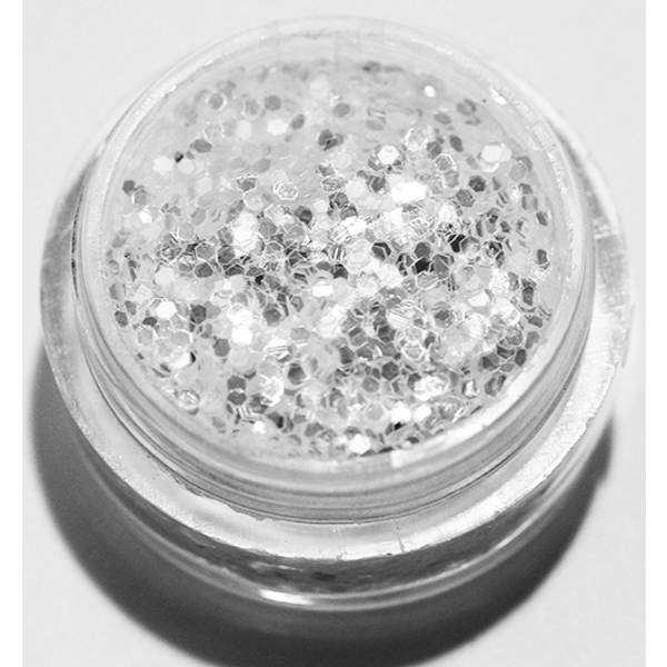 Kynsien glitter - Hexagon - White ice - 8ml - Glitter White