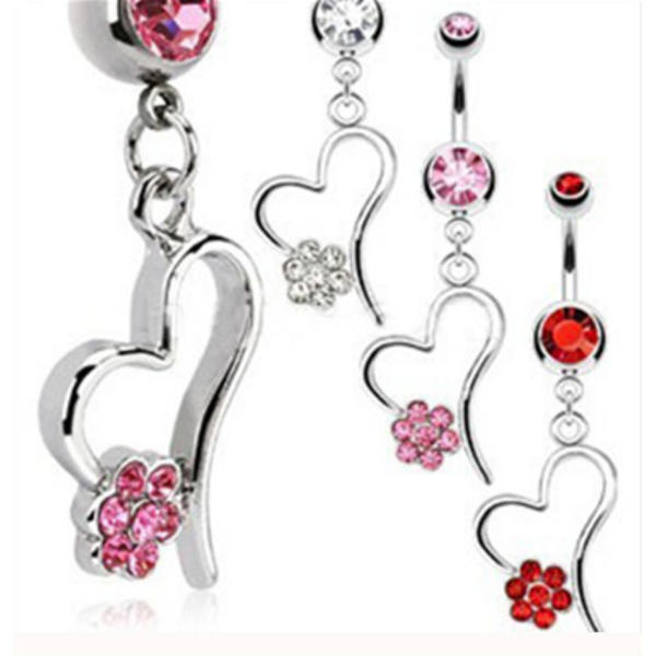 Navlepiercing hjerte Red