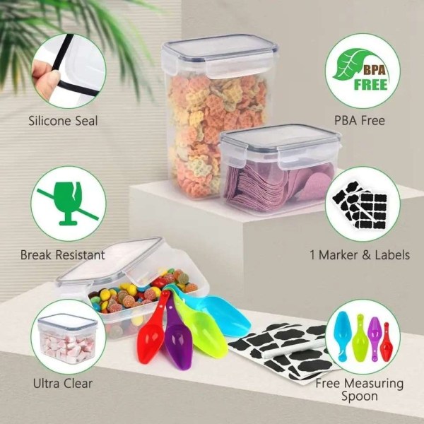 Opbevaringsbeholdere til organiseret pantry - 24-pak med lufttæt Transparent