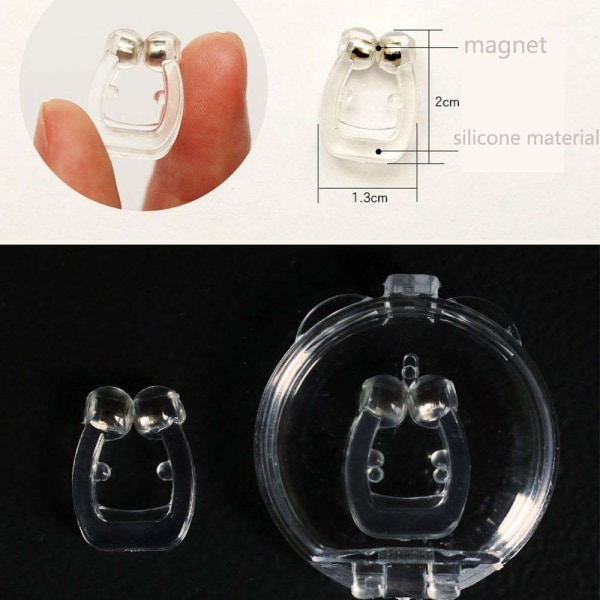 Anti-snorke neseklemme - Silikon 2-pakning - Magnetisk Transparent